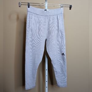 Adidas Light Heather Gray Knit Sweatpants w Zipper Pockets XS EUC